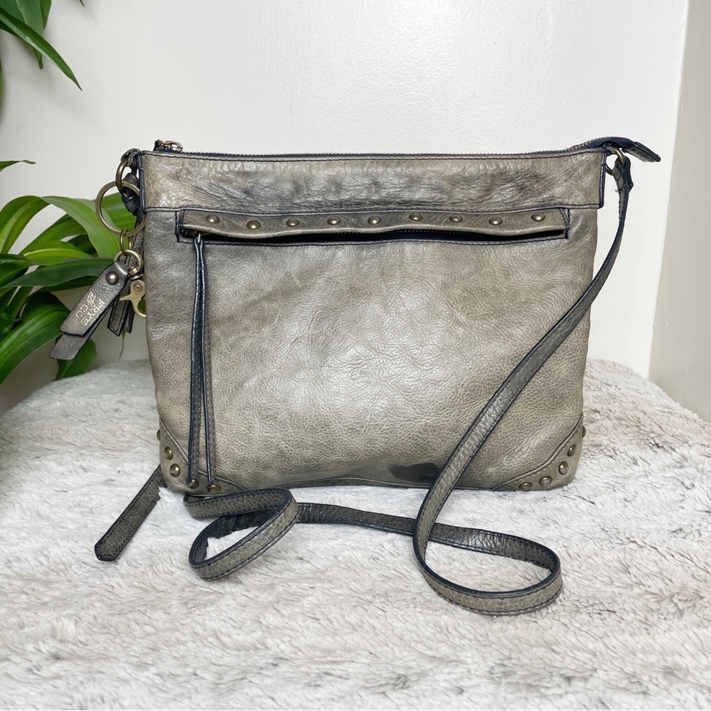 Frye and Co Odessa Studded Washed Leather Crossbody Purse -distressed/worn